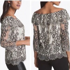 White House Black Market Lace Overlay Women's Top. Size small. NWT